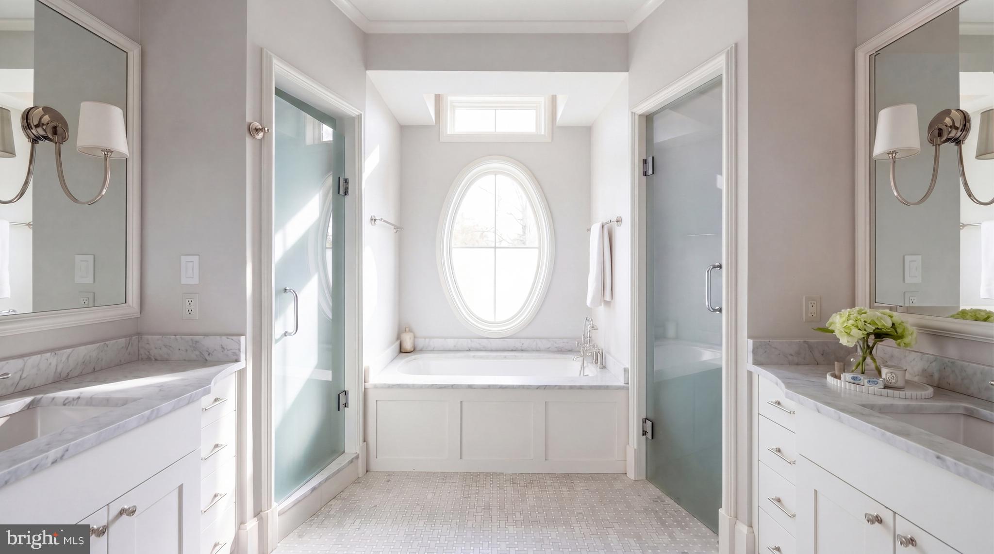 2101 Foxhall Road Northwest Washington, DC 20007 - Photo 28 of 48 Marble Bath with a Spa-Like Presence