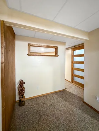 a view of a room with a window