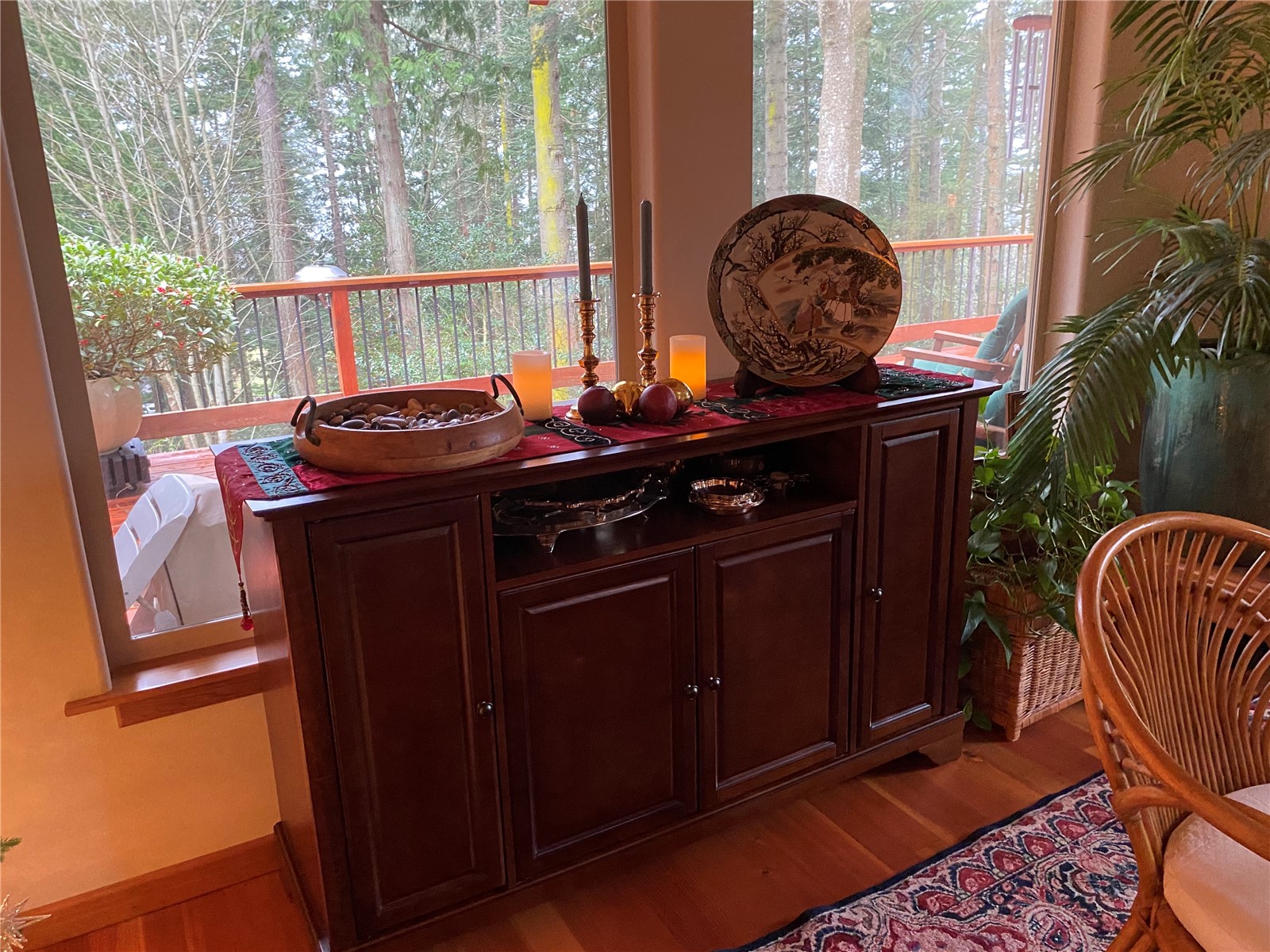 2204 41st Street Anacortes, WA 98221 - Photo 14 of 36 a view of a balcony with furniture and garden