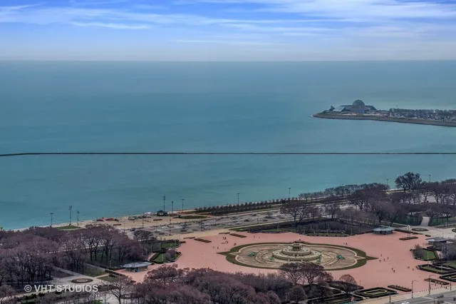 a view of a lake with outside space