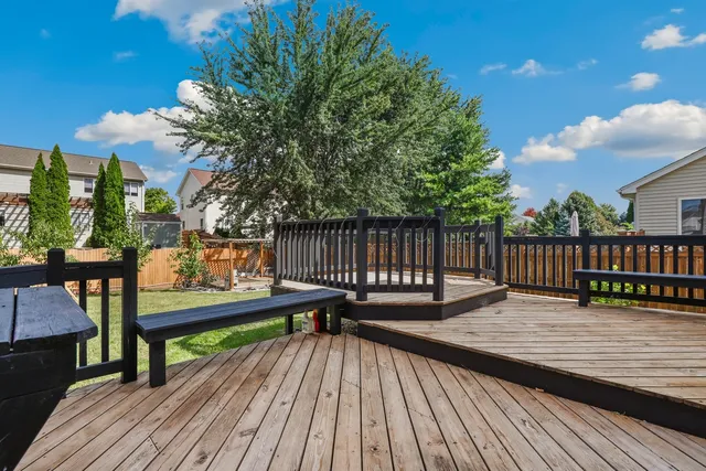 a view of a wooden deck