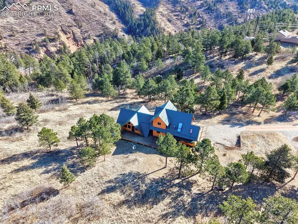an aerial view of a house