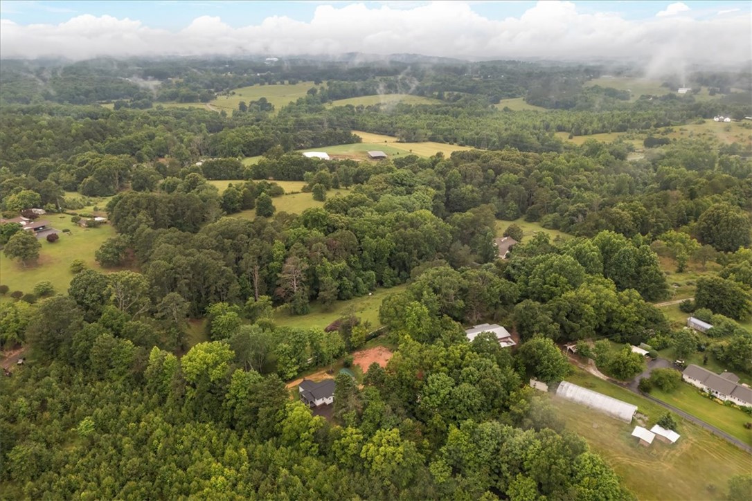 174 Holliday Road Six Mile, SC 29682 - Photo 42 of 49 An aerial perspective reveals a vast expanse of woodlands, interspersed with open fields and a few surrounding homes