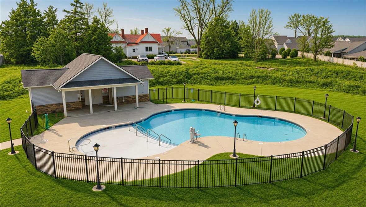 208 Grassy Creek Way Pendleton, SC 29670 - Photo 40 of 43 An inviting community pool with a club house awaits, nestled within verdant landscapes.