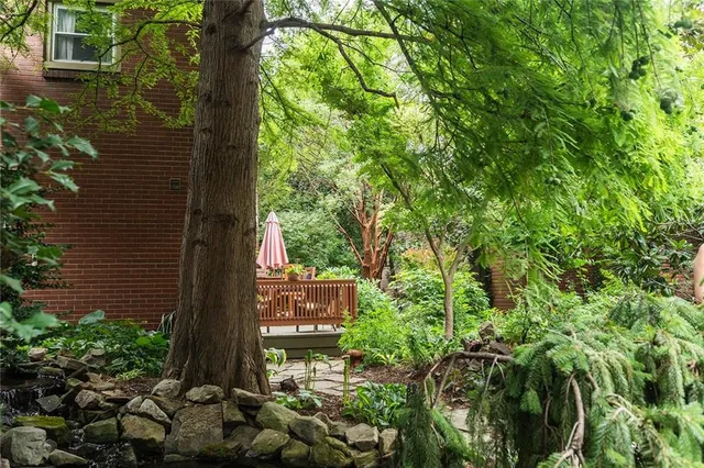 a backyard of a house with lots of green space