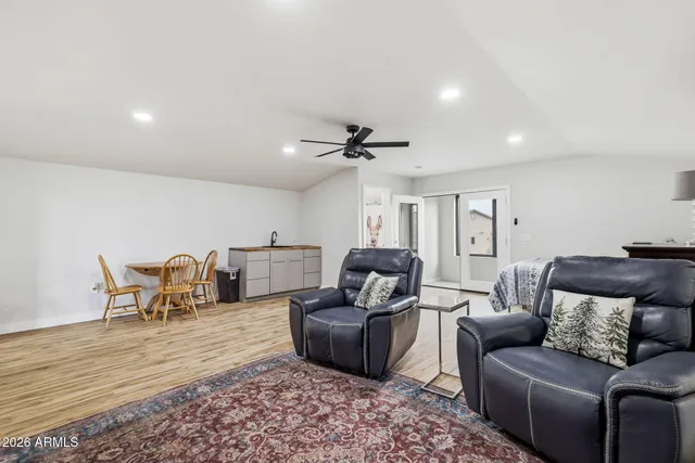 a living room with furniture