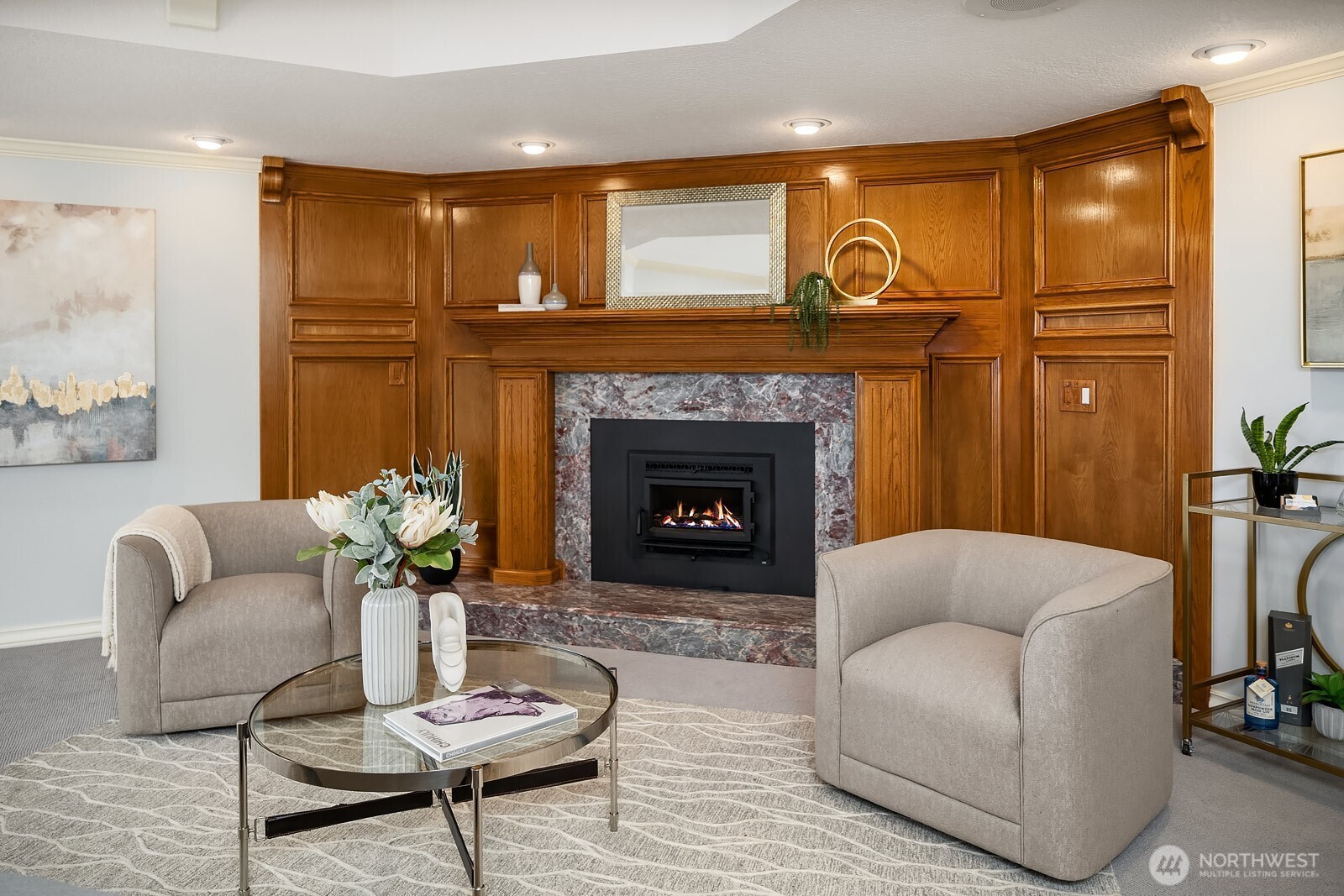 505 Pine Street, Unit 301 Edmonds, WA 98020 - Photo 7 of 40 a living room with furniture and a fireplace