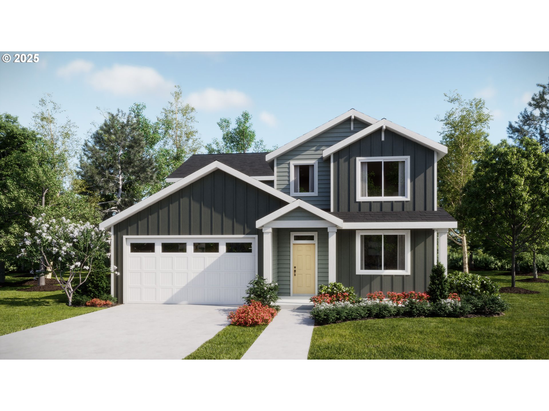 a house view with a garden space