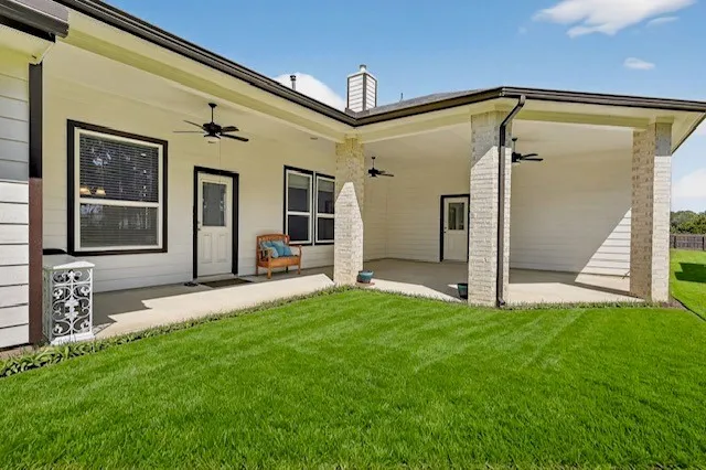 a view of a porch with a backyard