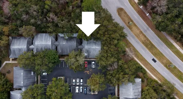 an aerial view of a house