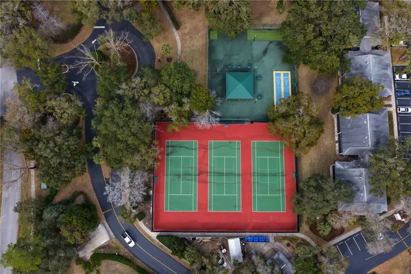 an aerial view of a house