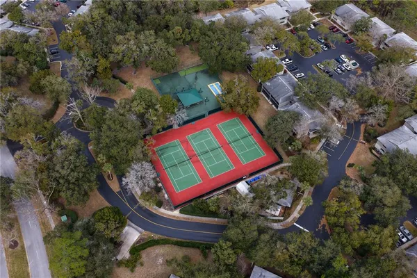 an aerial view of a house