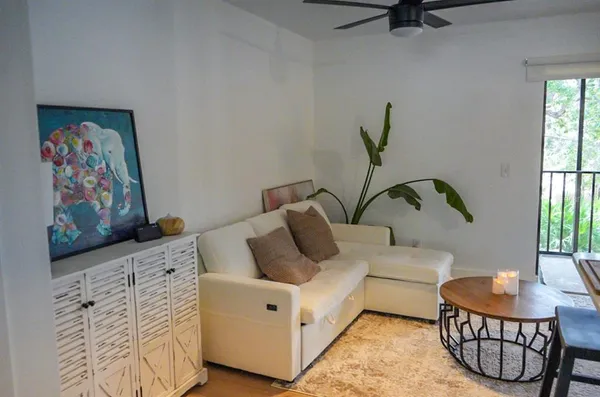 a living room with furniture