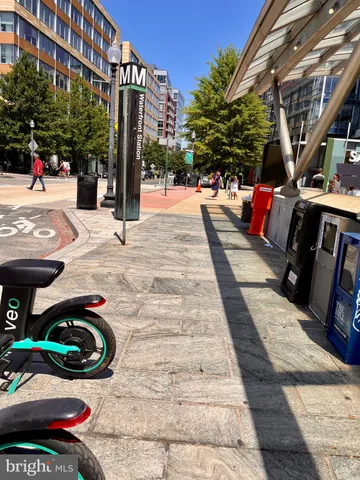 a outdoor space with blue lights