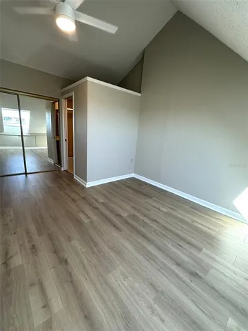 a view of an empty walk in closet