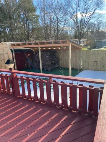 a view of a wooden deck