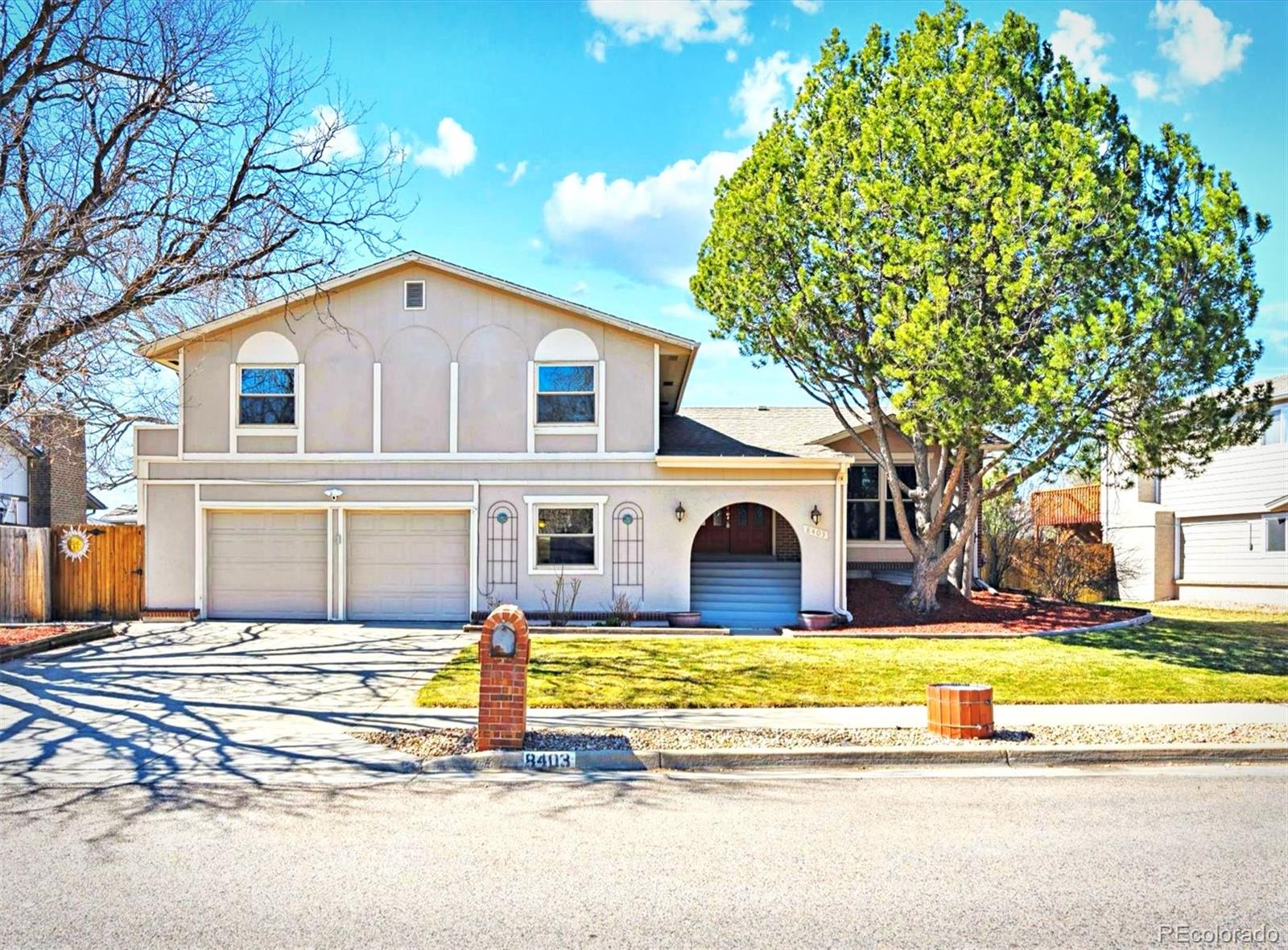 a view of swimming pool with palm trees