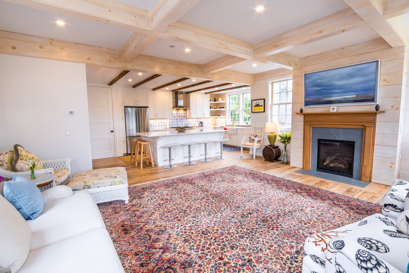 33.5 Vesper Lane Nantucket, MA 02554 - Photo 15 of 55 a living room with furniture a window and a fireplace