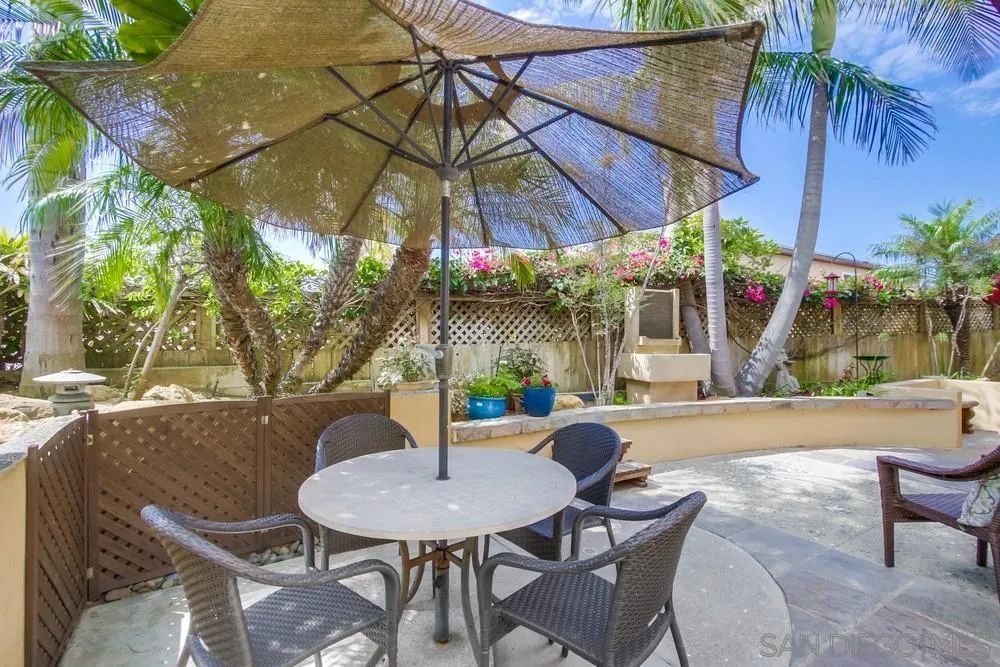 930 Gardena Road Encinitas, CA 92024 - Photo 38 of 40 a patio with a table and chairs under an umbrella