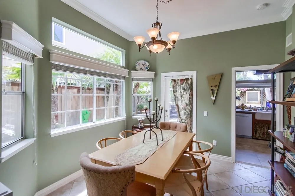 930 Gardena Road Encinitas, CA 92024 - Photo 7 of 40 a dining room with furniture a chandelier and window