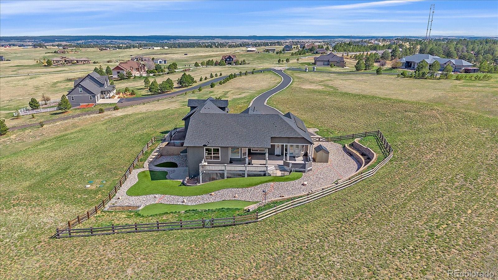 575 Howling Circle Elizabeth, CO 80107 - Photo 3 of 48 a view of a house with a big yard and large trees