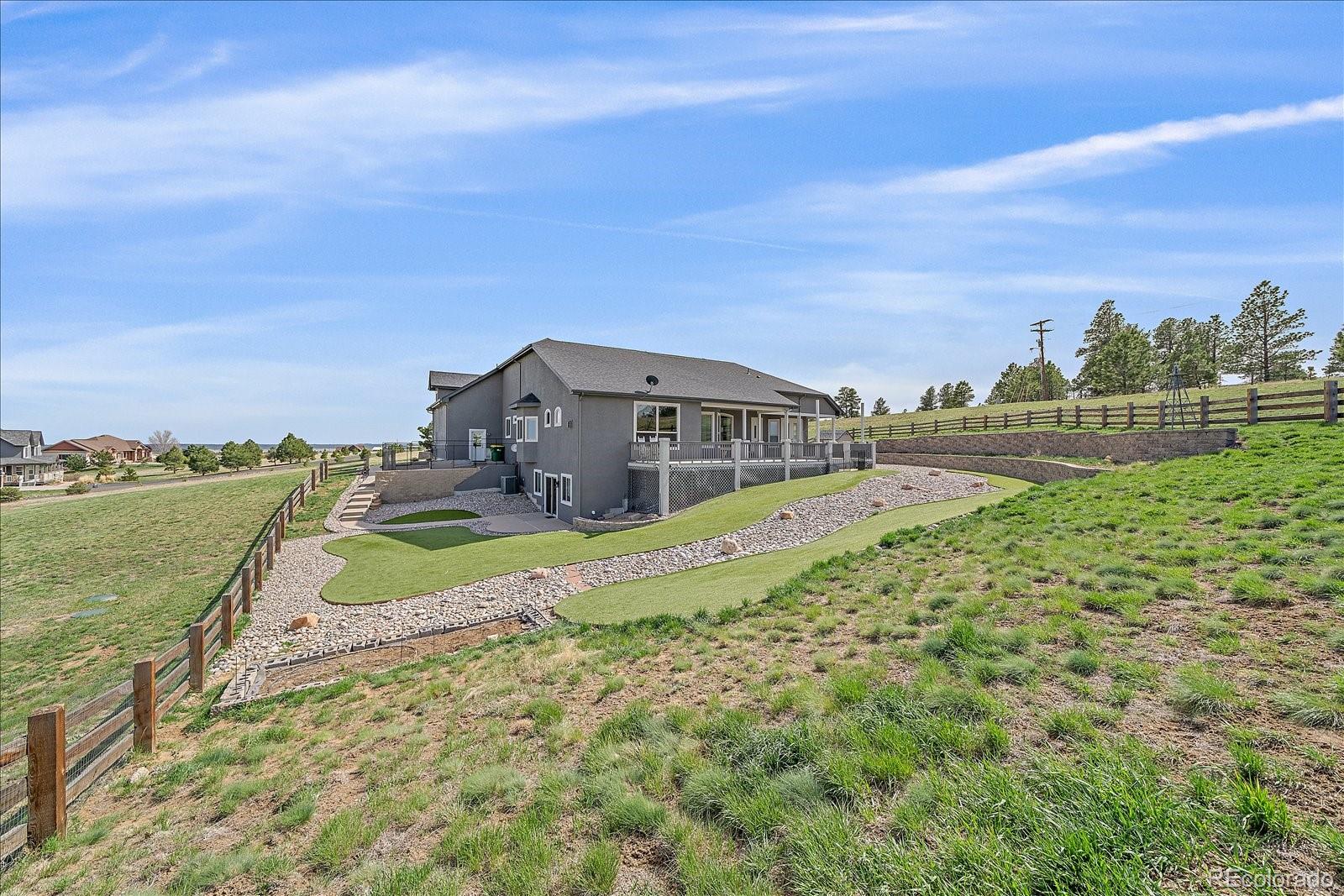 575 Howling Circle Elizabeth, CO 80107 - Photo 38 of 48 a view of a big yard with an buildings in the background