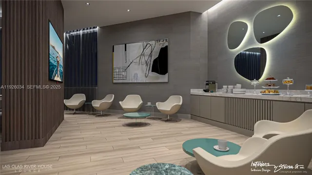 a view of interior space with wooden floor