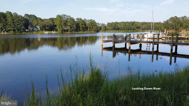 a view of a lake with a house in the background
