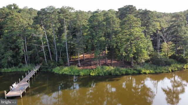 a view of a lake with a house in the background