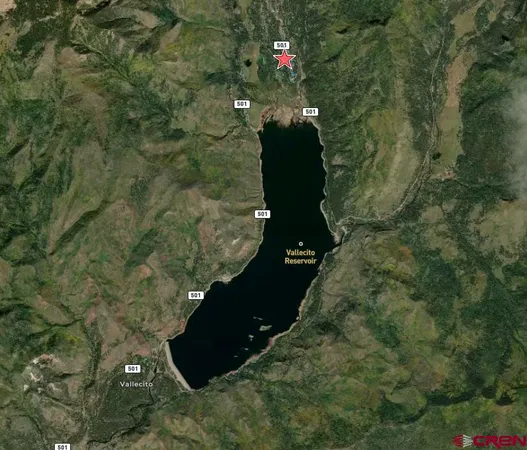 an aerial view of residential house with outdoor space and trees all around