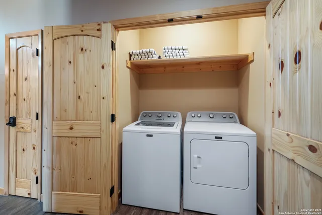 a utility room with dryer and washer