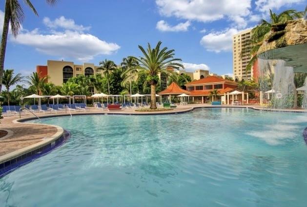9517 Fontainebleau Boulevard, Unit 581315 Miami, FL 33172 - Photo 12 of 17 a view of a swimming pool with a yard