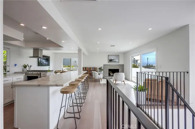 a view of a kitchen and dining room