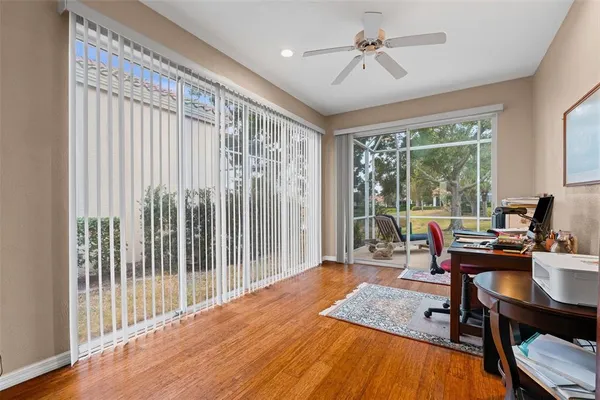 a view of entryway with wooden floor