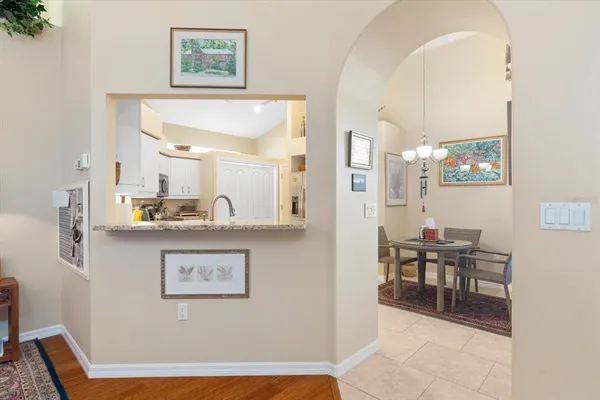 a kitchen with granite countertop white cabinets stainless steel appliances and a potted plant