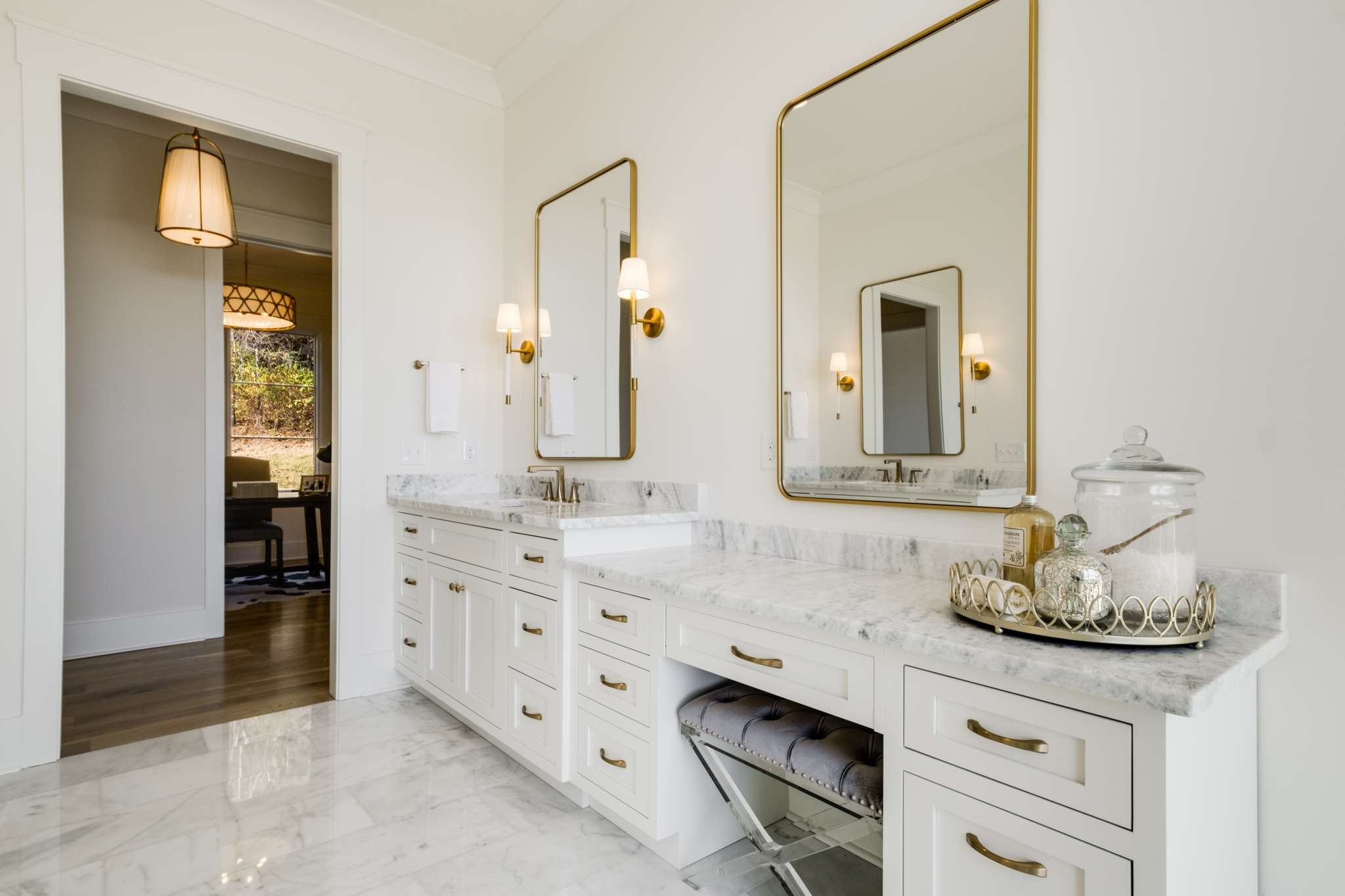 4660 Reed Road Thompson's Station, TN 37179 - Photo 33 of 69 a bathroom with a granite countertop sink and a mirror