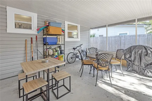 a table and chairs in a room