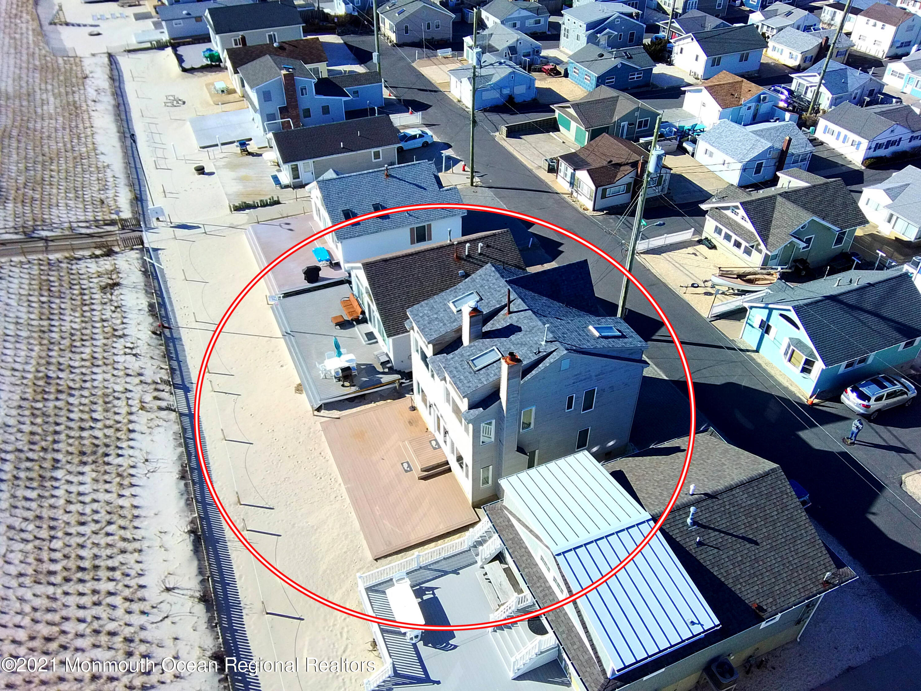 3176 Ocean Road Lavallette, NJ 08735 - Photo 18 of 39 an aerial view of a highlighted house