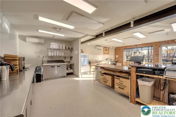 a kitchen with lots of counter top space