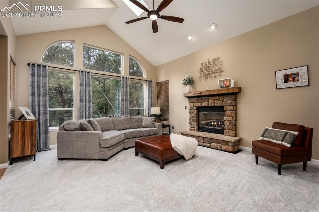 15580 Deercross Court Colorado Springs, CO 80921 - Photo 9 of 50 a living room with furniture and a fireplace