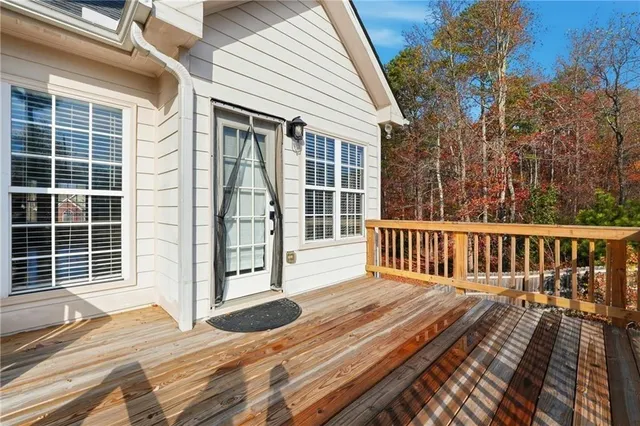 a view of a wooden deck