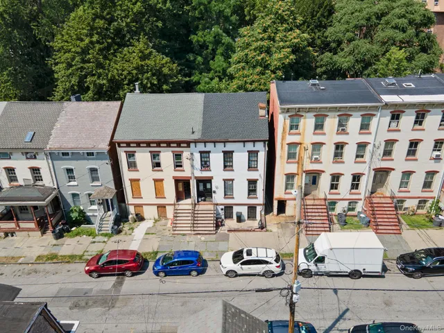 an aerial view of multiple houses