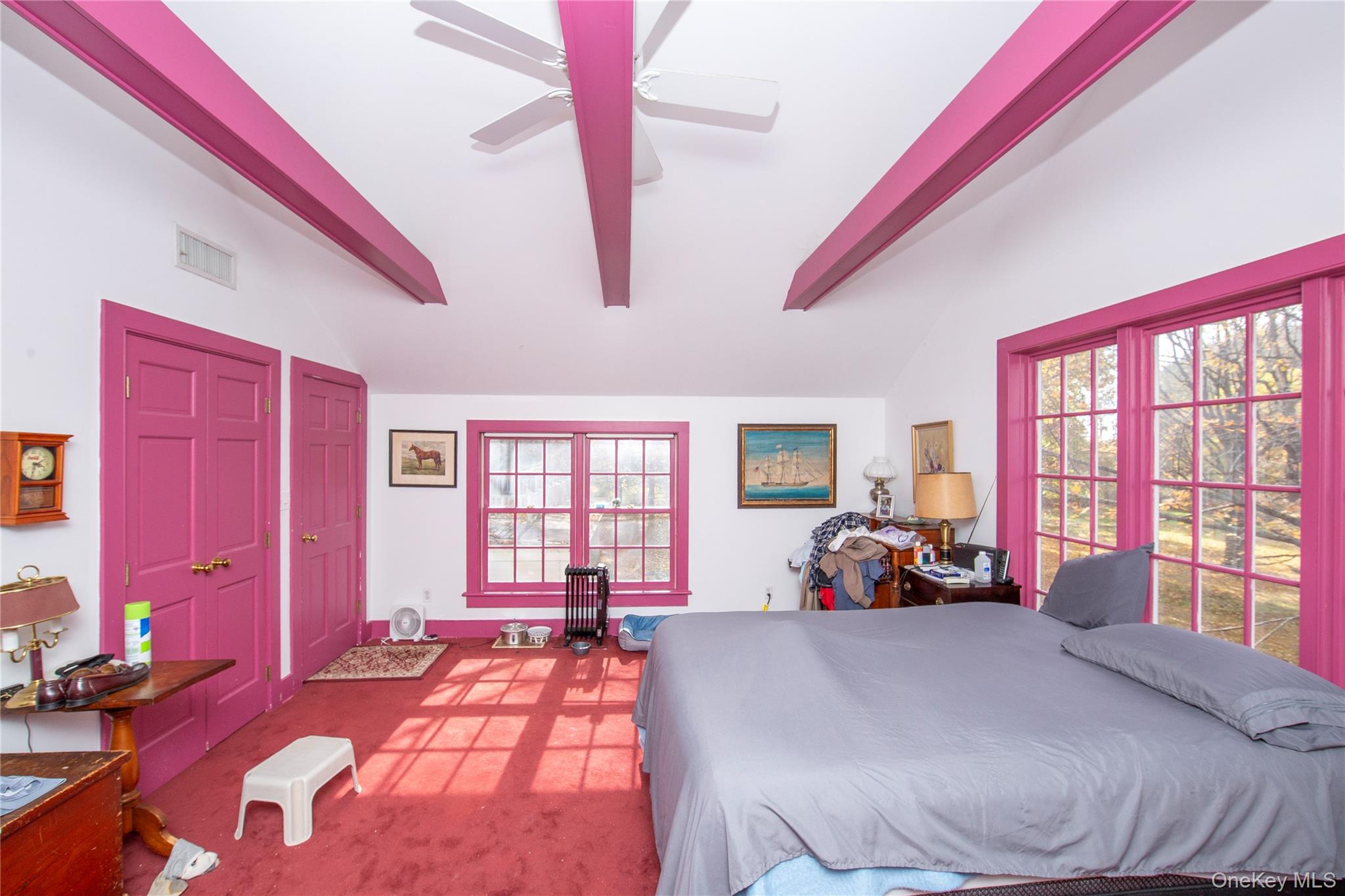 64 South Quaker Hill Road Pawling, NY 12564 - Photo 29 of 41 Bedroom 1 With Beamed Ceiling, Carpet with hardwoods under