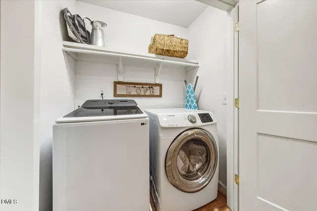a utility room with dryer and washer