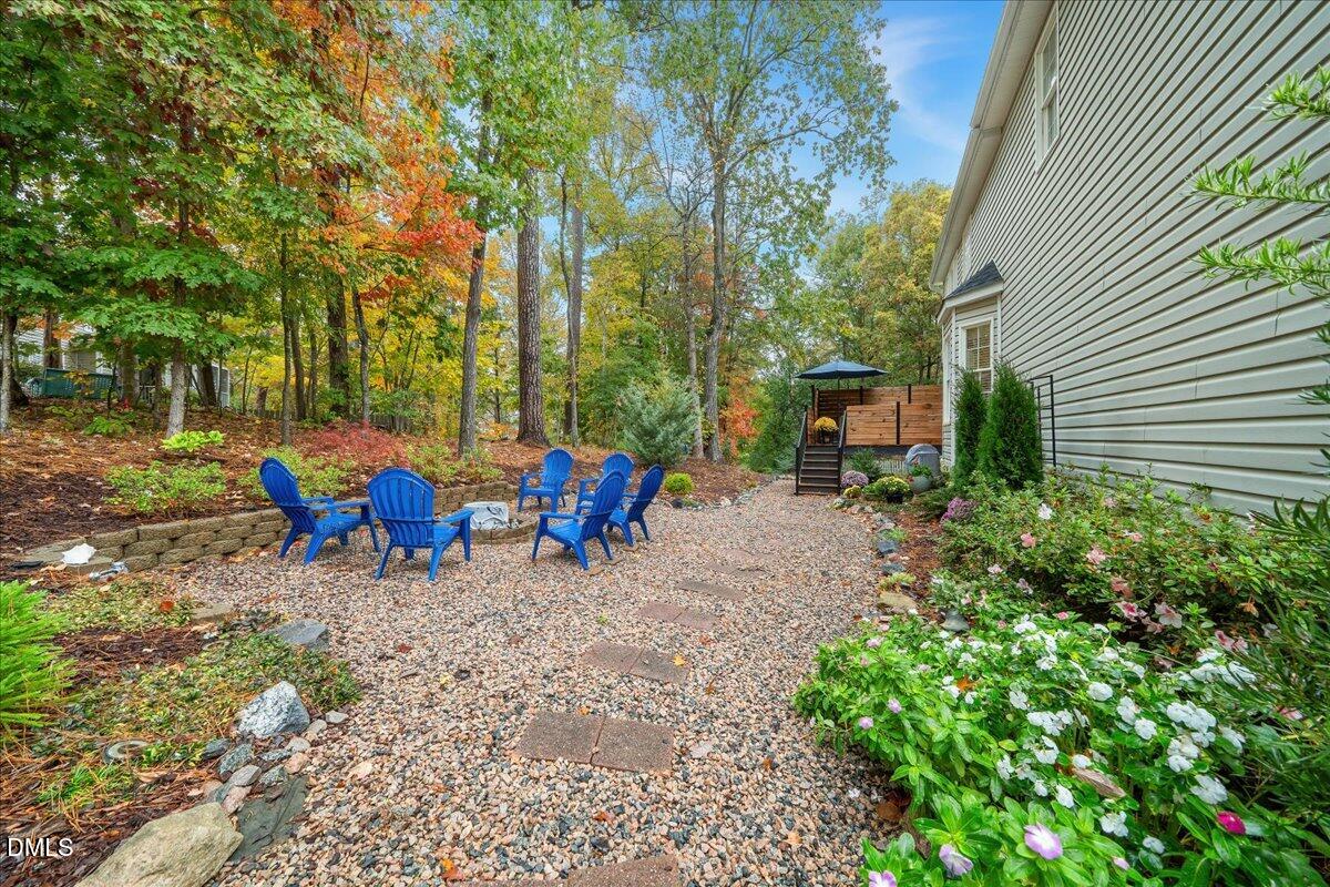 617 Rodney Bay Crossing Wake Forest, NC 27587 - Photo 30 of 36 a view of a backyard with chairs and a table