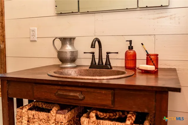 a view of a sink and table