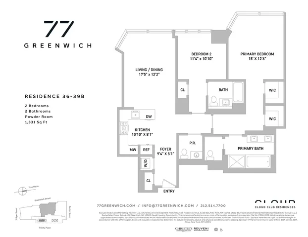 $2,450,000 | 77 Greenwich Street, Unit 39B | Financial District