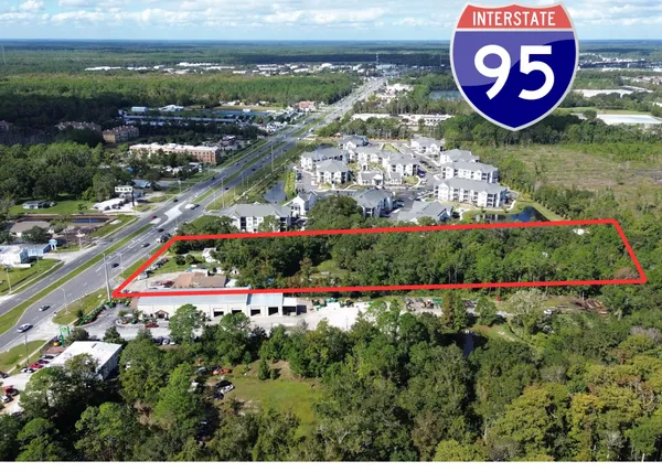 an aerial view of a house with garden