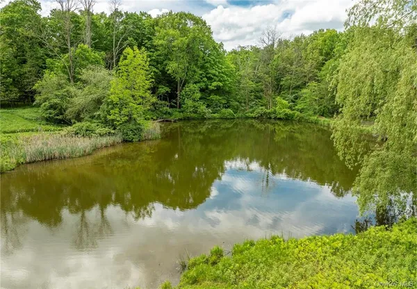 a view of a lake from a yard