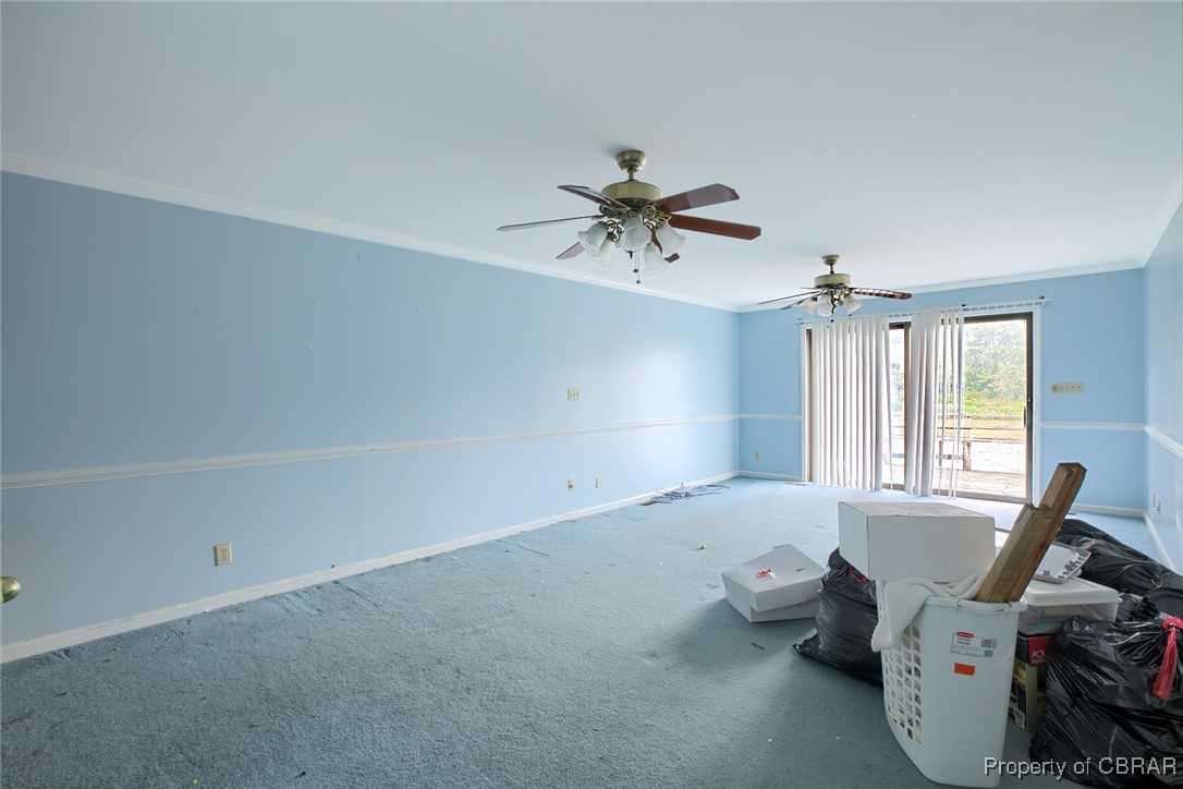 2488 Winfred Road Hayes, VA 23072 - Photo 21 of 25 Miscellaneous room with ornamental molding, carpet, and ceiling fan